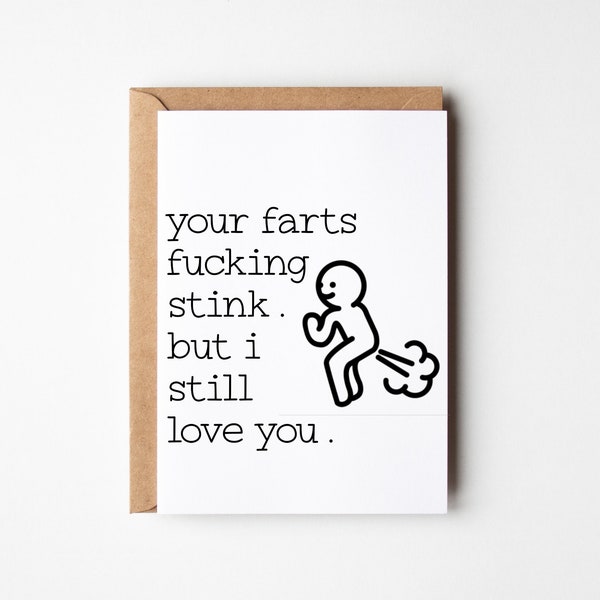 Anniversary Cards, Funny Cards, Funny Valentine Card, Dating Card, Mean Cards, Fart Boyfriend Card, Fart Husband Card, Cute Cards