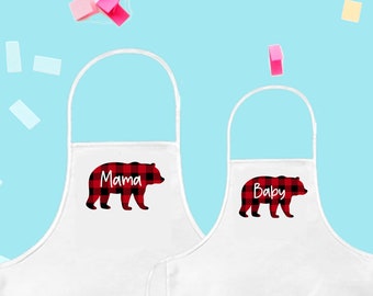Tablier Mama Ours Rouge pour Femme
