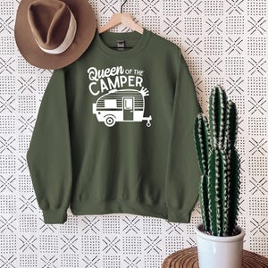 Queen of the Camper, Camping Sweatshirt, Camping Tshirt, Oversized Sweatshirt, RV Sweatshirt, Trailer Sweatshirt, Camping Gifts, Camper Gift