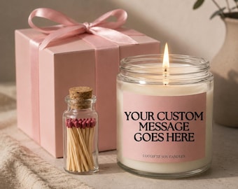 Custom Message Soy Candle Gift | Personalized Scented Candle | Birthday Gift | Bridesmaid Proposal | Self Care Gift | Minimal Candle