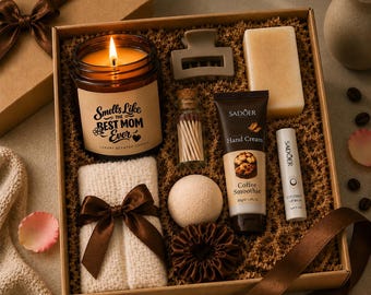 Mother’s Day Gift Box | Gift for Mom Birthday | Self Care Spa Box for Mom | Relaxation Gift Set | Cozy Candle Gift | Mom Care Package