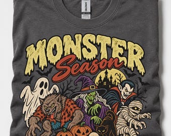 Retro Halloween T-Shirt, Vintage Halloween T-Shirt, Monster T-Shirt, Retro Fall Shirt, Fall T-Shirt, Monster Shirts, Spooky T-Shirt