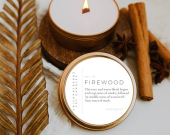 Firewood Candle, Fire Smoke Candle, Soy Candles, Gift for Camper, Campfire Lover Gift, Fire Gifts, Firewood Gifts, Home Decor