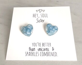 Sister Earrings, Best friend Gift, Sister Gift, BFF Earrings, Friendship Gift, inspirational gifts, Sister Birthday Gift, Divorce Gift, Soul