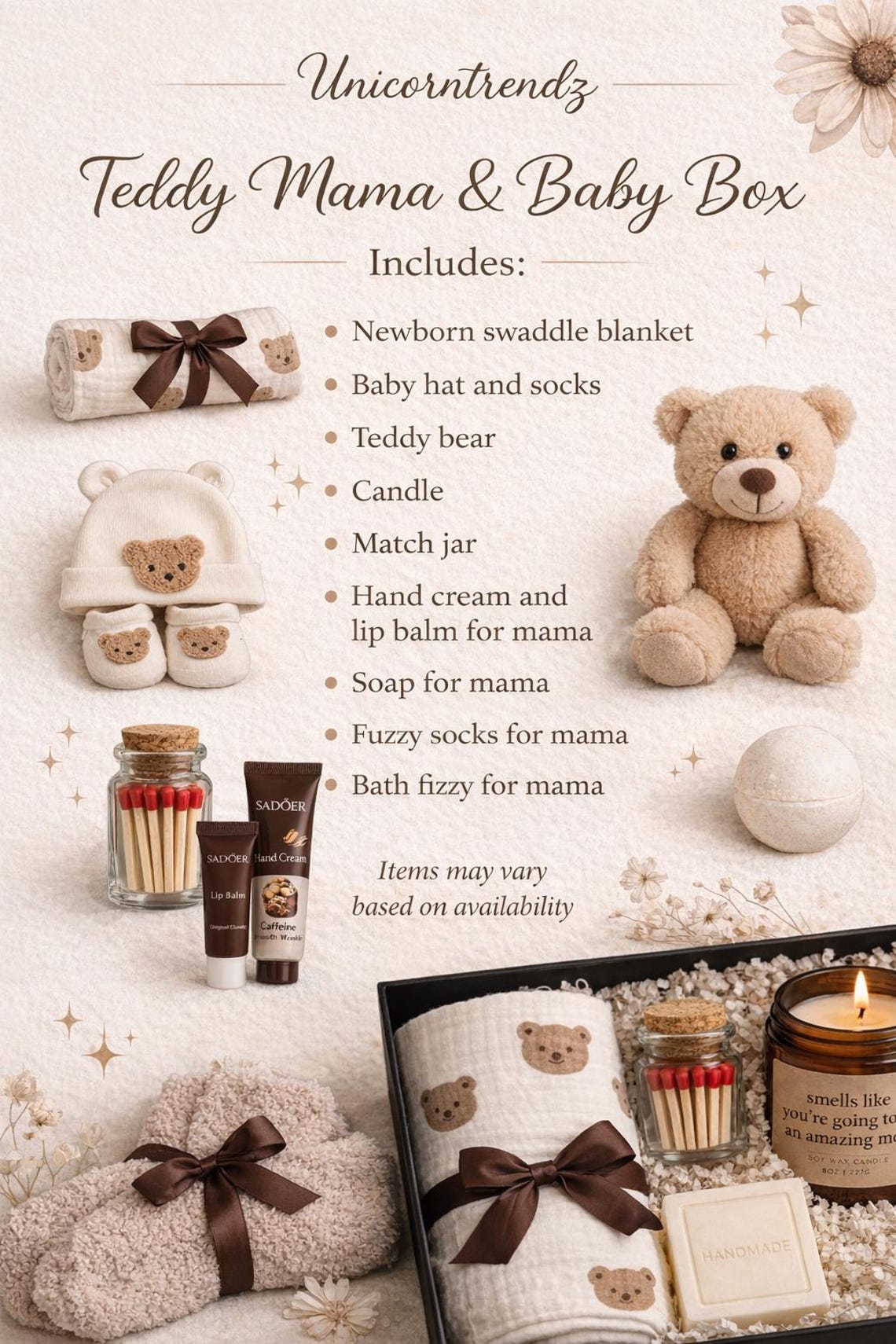 Teddy Bear Baby Gift Box | Neutral Baby Shower Gift | New Mom Gift Box ...
