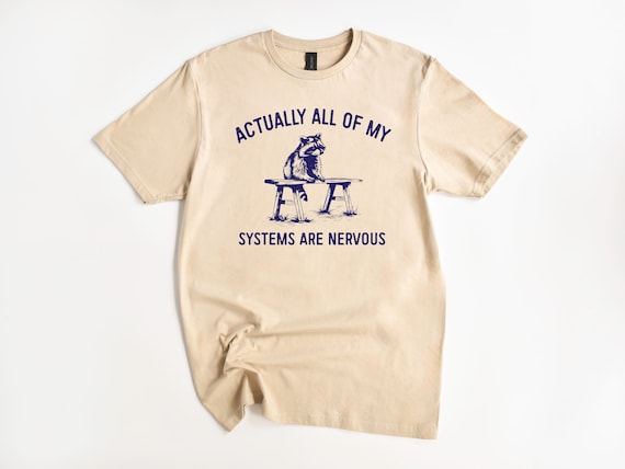 Funny Anxiety T-Shirt | Vintage Raccoon Graphic Tee | Mental Health Humor Shirt | Retro Meme Top | Cute Cartoon Unisex Tee