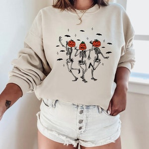 Halloween Sweatshirt, Skeleton Sweatshirt, Pumpkin Sweatshirt, Fall Sweatshirt, Fall Shirts, Dancing Skeleton Shirt, Cute Fall Shirts