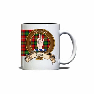 Boyd Scottish Clan Tartan Crest Motto Mug