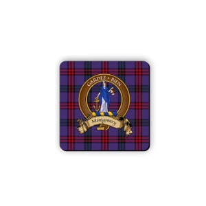 Montgomery Scottish Clan Tartan Motto Crest Rubber Coaster set of 4