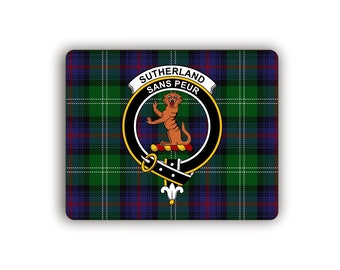 Sutherland Scottish Clan  Tartan Crest Computer Mouse Pad