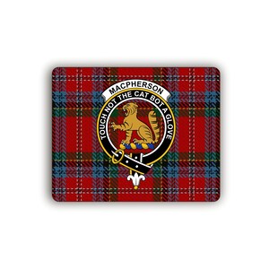 MacPherson Scottish Clan Tartan Crest Computer Mouse Pad