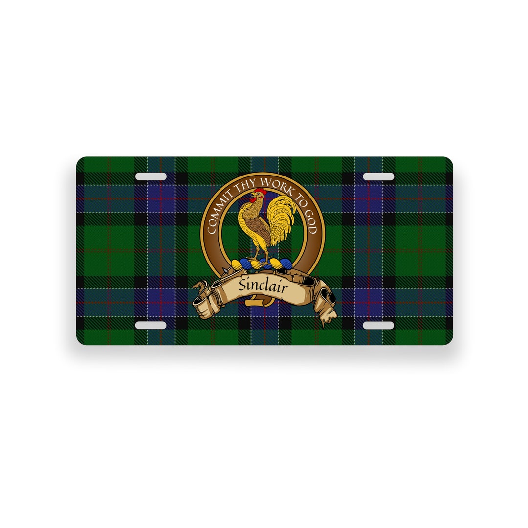 sinclair-scottish-clan-hunting-tartan-crest-novelty-license-plate-etsy