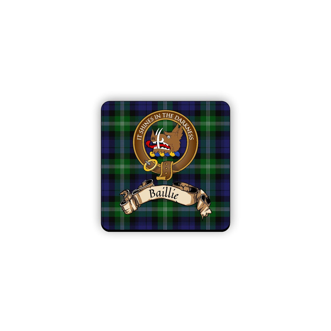 Baillie Modern Tartan Crest Black Garden Flag - Gold Thistle Style main image 1