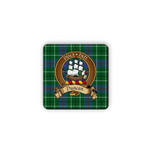 Duncan Scottish Clan Tartan Motto Crest Rubber Coaster set of 4