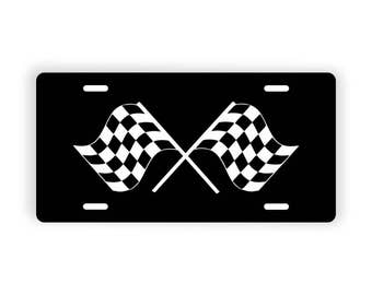 Checked Flag Novelty License Plate