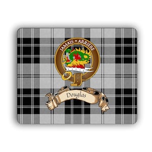 Douglas Scottish Clan Grey Tartan Crest Computer Mouse Pad