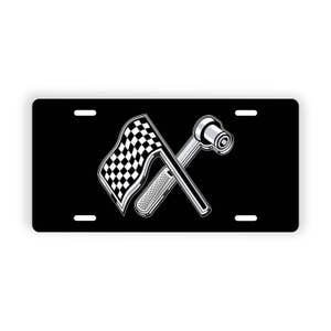 Flag and Wrench Novelty License Plate