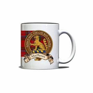 MacPherson Scottish Clan Tartan Crest Motto Mug