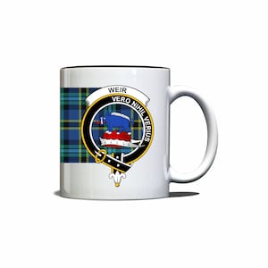 Weir Scottish Clan Tartan Crest Motto Mug