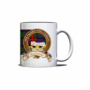 MacDonald Scottish Clan Tartan Crest Motto Mug