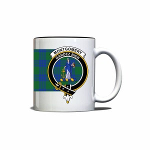 Montgomery Scottish Clan Green Tartan Crest Motto Mug