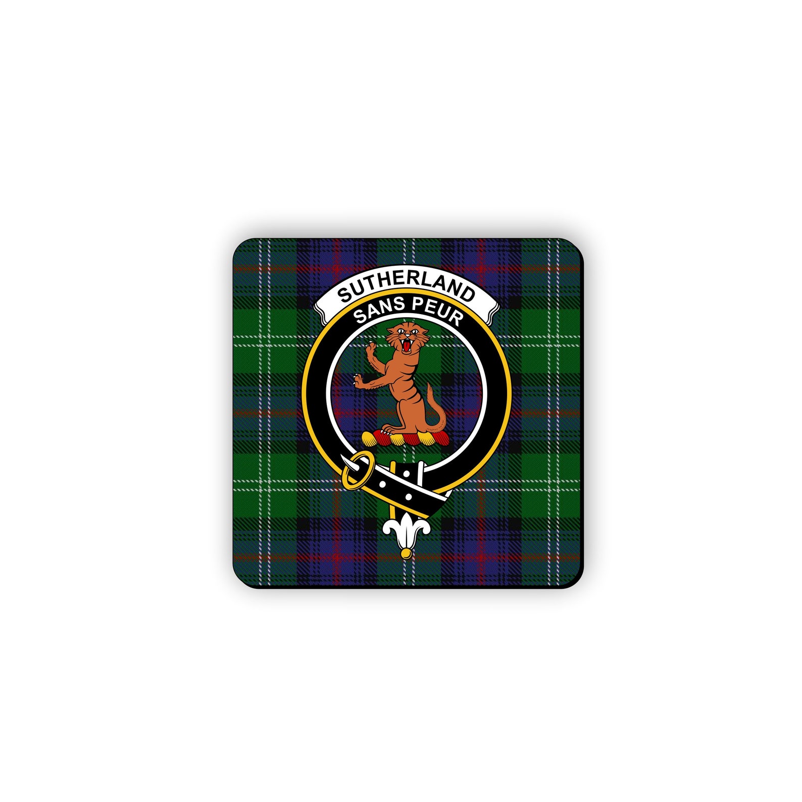 3dRose, Outline Of Scotland With The Sutherland Clan Family Tartan 11oz Two Tone Black Mug