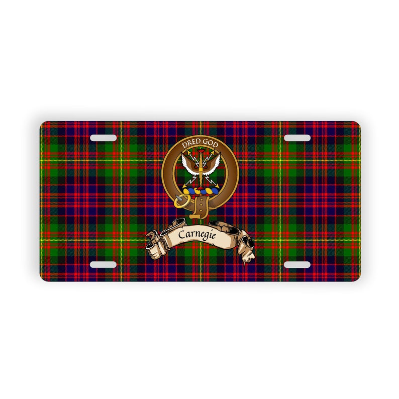 Scotland Clan Carnegie Tartan Crest Novelty License Plate