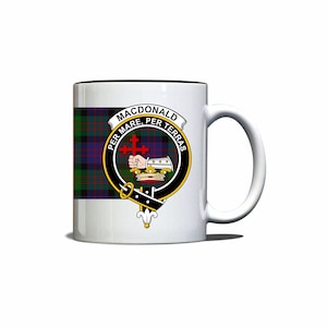 MacDonald Scottish Clan Tartan Crest Motto Mug