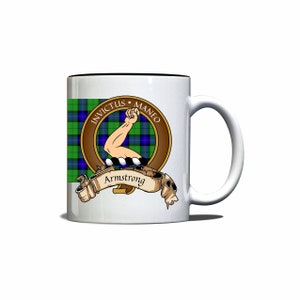 Armstrong Scottish Clan Tartan Crest Motto Mug