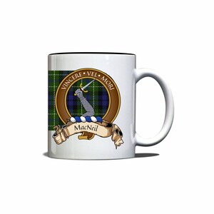MacNeil Scottish Clan Tartan Crest Motto Mug