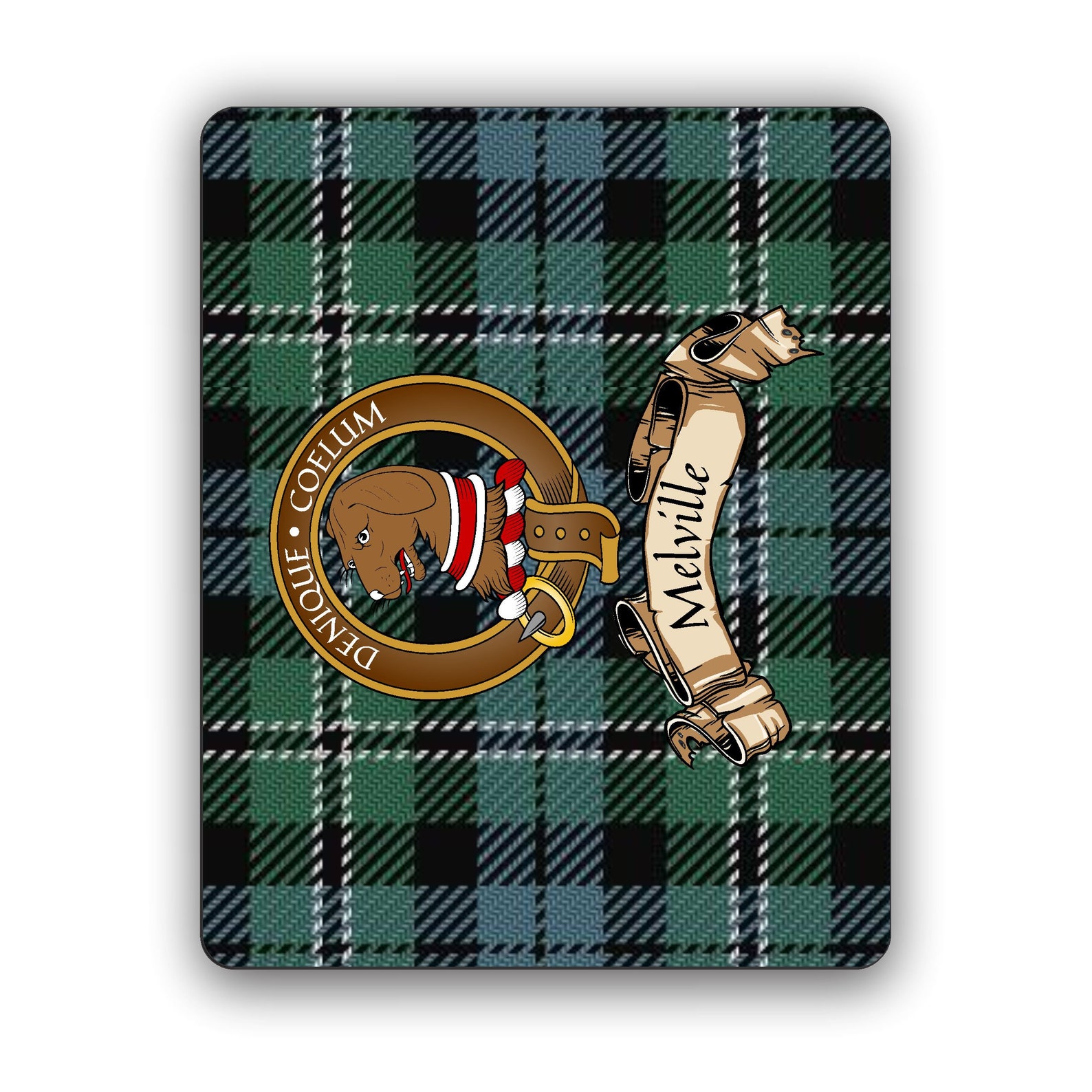 Melville Tartan Crest Wall Hanging Banner - Wood Pole