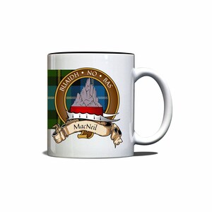 MacNeil of Barra Scottish Clan Tartan Crest Motto Mug