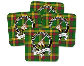 MacMillan Scottish Clan Tartan Crest Coaster set of 4