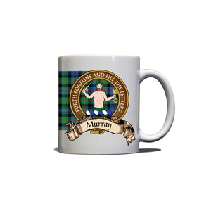Murray Scottish Clan Atholl Tartan Crest Motto 11oz Mug