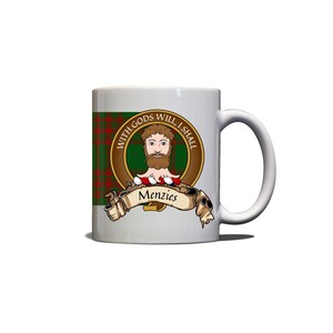 Menzies Scottish Clan Hunting Tartan Crest Motto 11oz Mug