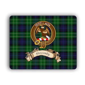 Abercromby Scottish Clan Tartan Mouse Pad with Crest and Motto