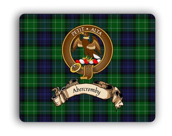 Abercromby Scottish Clan Tartan Mouse Pad with Crest and Motto