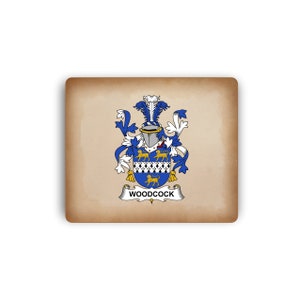 Woodcock Family Crest Parchment Print Natural Rubber Computer Mouse Pad