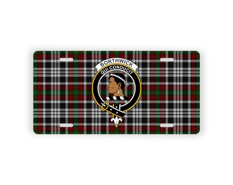 Borthwick Scottish Clan Tartan Crest Nouveauté Plaque d’immatriculation
