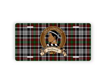 Borthwick Scottish Clan Tartan Crest Nouveauté Plaque d’immatriculation