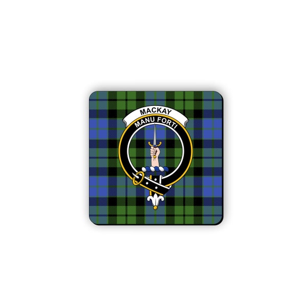 MacKay Scottish Clan Tartan Motto Crest Rubber Coaster set of 4