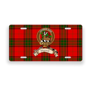 Maxwell Scotland Clan Tartan Crest Novelty License Plate