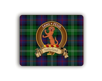 Sutherland Scottish Clan  Tartan Crest Computer Mouse Pad