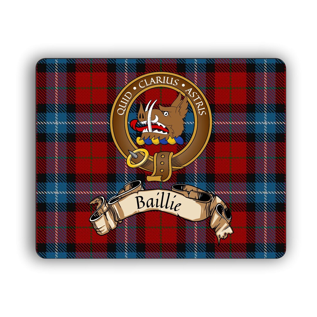 Baillie Modern Tartan Crest Black Garden Flag - Gold Thistle Style