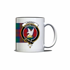 Lindsay Scottish Clan Tartan Crest Motto Mug