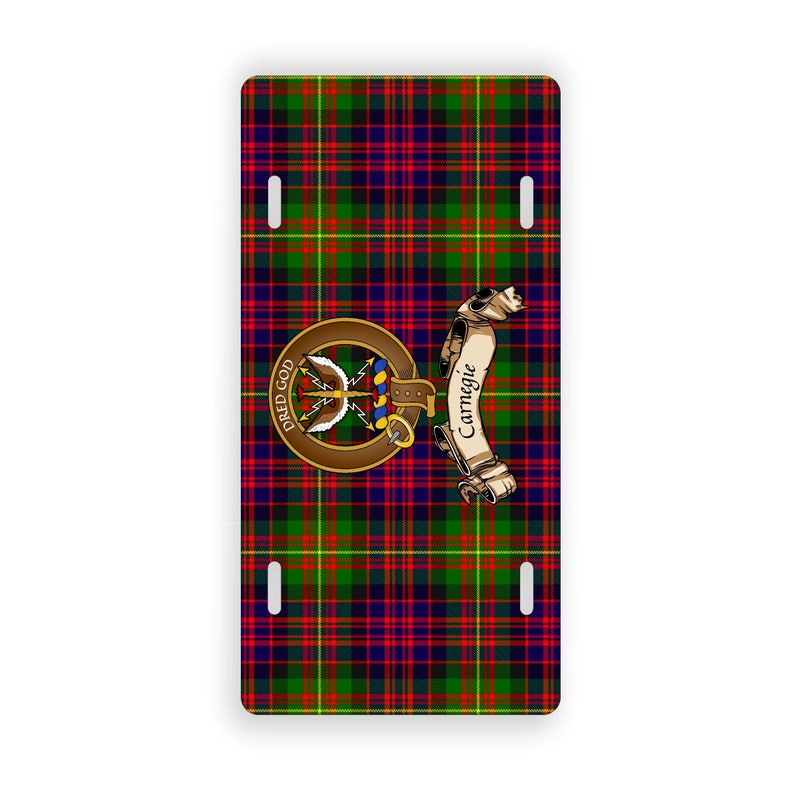 Scotland Clan Carnegie Tartan Crest Novelty License Plate