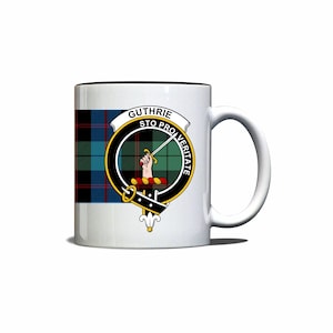Guthrie Scottish Clan Tartan Crest Motto Mug