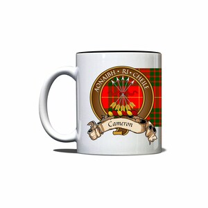 Cameron Scottish Clan Tartan Crest Motto Mug