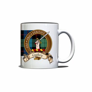 Guthrie Scottish Clan Tartan Crest Motto Mug