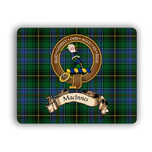 MacInnes Scottish Clan Green Tartan Crest Computer Mouse Pad